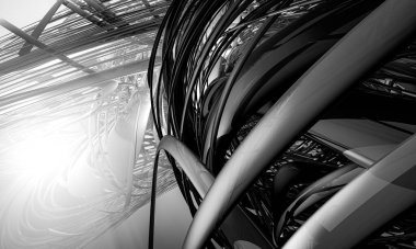 Soyut dijital teknoloji arkaplanının 3B görüntülenmesi 