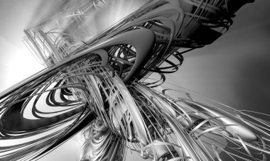 Soyut dijital teknoloji arkaplanının 3B görüntülenmesi 