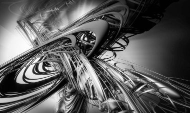 Soyut dijital teknoloji arkaplanının 3B görüntülenmesi 