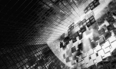 Soyut dijital teknoloji arkaplanının 3B görüntülenmesi 