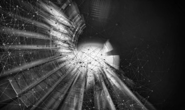 Soyut dijital teknoloji arkaplanının 3B görüntülenmesi 