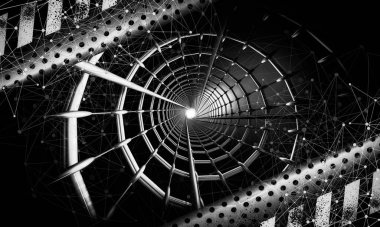 Soyut dijital teknoloji arkaplanının 3B görüntülenmesi 