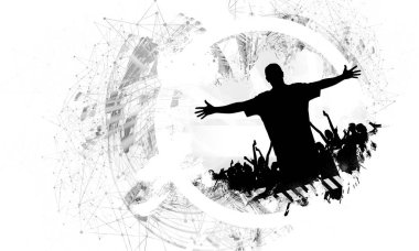 Soyut dijital teknoloji arkaplanının 3B görüntülenmesi 