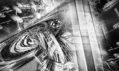 Soyut dijital teknoloji arkaplanının 3B görüntülenmesi 