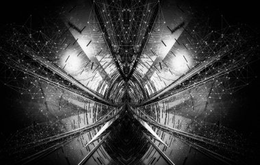 Soyut dijital teknoloji arkaplanının 3B görüntülenmesi 