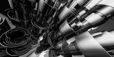 Soyut dijital teknoloji arkaplanının 3B görüntülenmesi 