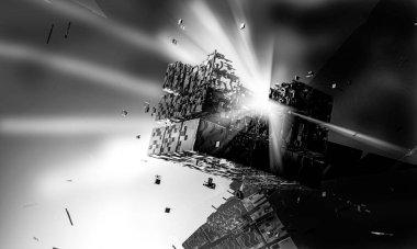 Soyut dijital teknoloji arkaplanının 3B görüntülenmesi 