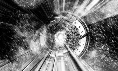 Soyut dijital teknoloji arkaplanının 3B görüntülenmesi 