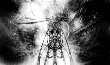 Soyut dijital teknoloji arkaplanının 3B görüntülenmesi 