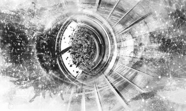 Soyut dijital teknoloji arkaplanının 3B görüntülenmesi 