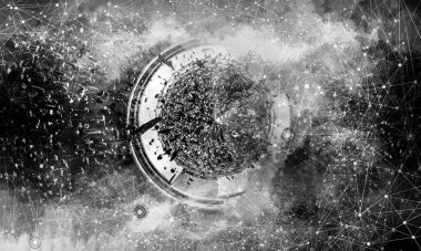 Soyut dijital teknoloji arkaplanının 3B görüntülenmesi 