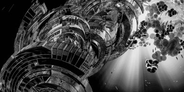 Soyut dijital teknoloji arkaplanının 3B görüntülenmesi 