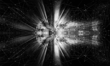 Soyut dijital teknoloji arkaplanının 3B görüntülenmesi 