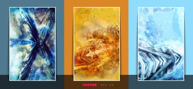 3D resimli poster arkaplanı soyut teknoloji dijital hi-tech konsepti 