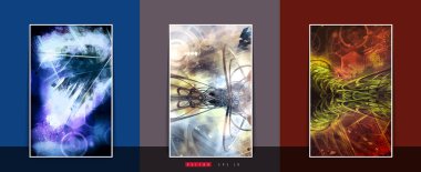 3D resimli poster arkaplanı soyut teknoloji dijital hi-tech konsepti 