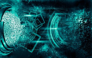 Büyük veriler ve siber güvenlik 3 boyutlu illüstrasyon. Genel veritabanı