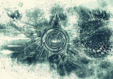 Büyük veriler ve siber güvenlik 3 boyutlu illüstrasyon. Genel veritabanı