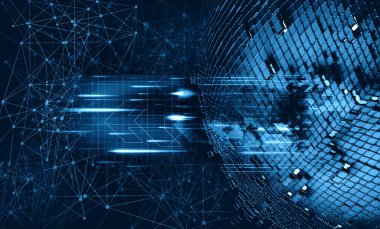 Büyük veriler ve siber güvenlik 3 boyutlu illüstrasyon. Genel veritabanı