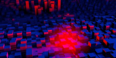 Soyut teknoloji iletişim konseptinin 3D çizimi 