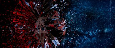 Soyut teknoloji iletişim konseptinin 3D çizimi 