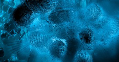 Soyut teknoloji iletişim konseptinin 3D çizimi 