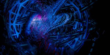 Soyut teknoloji iletişim konseptinin 3D çizimi 