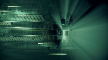 Soyut teknolojinin 3 boyutlu illüstrasyonu Sancak arkaplanı için hazır dijital hi-tech konsepti