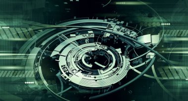 Soyut teknolojinin 3 boyutlu illüstrasyonu Sancak arkaplanı için hazır dijital hi-tech konsepti 