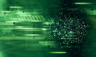 Soyut teknolojinin 3 boyutlu illüstrasyonu Sancak arkaplanı için hazır dijital hi-tech konsepti 