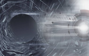 Soyut teknolojinin 3 boyutlu illüstrasyonu Sancak arkaplanı için hazır dijital hi-tech konsepti