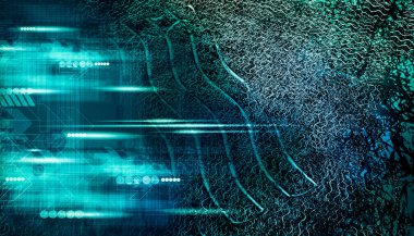 Soyut teknolojinin 3 boyutlu illüstrasyonu Sancak arkaplanı için hazır dijital hi-tech konsepti