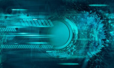 Soyut teknolojinin 3 boyutlu illüstrasyonu Sancak arkaplanı için hazır dijital hi-tech konsepti 