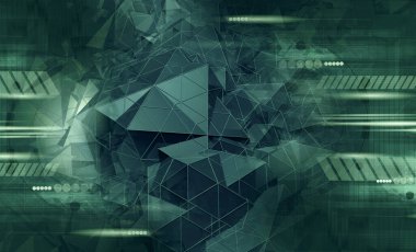 Soyut teknolojinin 3 boyutlu illüstrasyonu Sancak arkaplanı için hazır dijital hi-tech konsepti 