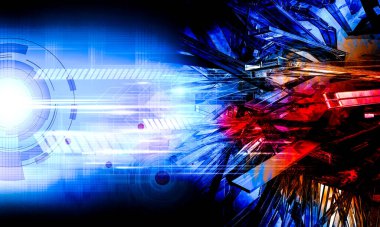 Soyut teknolojinin 3 boyutlu illüstrasyonu Sancak arkaplanı için hazır dijital hi-tech konsepti