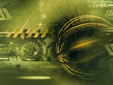 Soyut teknolojinin 3 boyutlu illüstrasyonu Sancak arkaplanı için hazır dijital hi-tech konsepti 