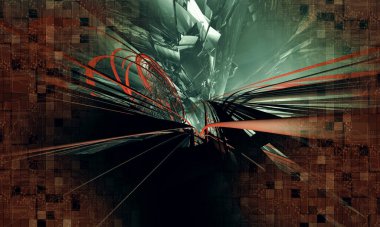 Soyut teknolojinin 3 boyutlu illüstrasyonu Sancak arkaplanı için hazır dijital hi-tech konsepti