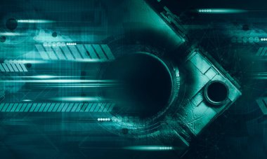 Soyut teknolojinin 3 boyutlu illüstrasyonu Sancak arkaplanı için hazır dijital hi-tech konsepti 