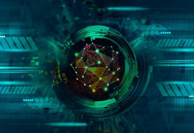 Soyut teknolojinin 3 boyutlu illüstrasyonu Sancak arkaplanı için hazır dijital hi-tech konsepti 