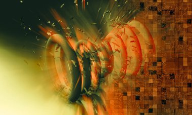 Soyut teknolojinin 3 boyutlu illüstrasyonu Sancak arkaplanı için hazır dijital hi-tech konsepti 