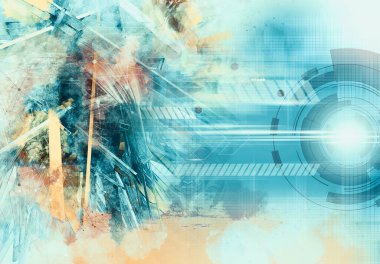 Soyut teknolojinin 3 boyutlu illüstrasyonu Sancak arkaplanı için hazır dijital hi-tech konsepti