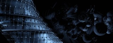 Soyut teknolojinin 3 boyutlu illüstrasyonu Sancak arkaplanı için hazır dijital hi-tech konsepti 