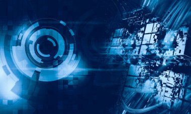 Soyut teknolojinin 3 boyutlu illüstrasyonu Sancak arkaplanı için hazır dijital hi-tech konsepti 