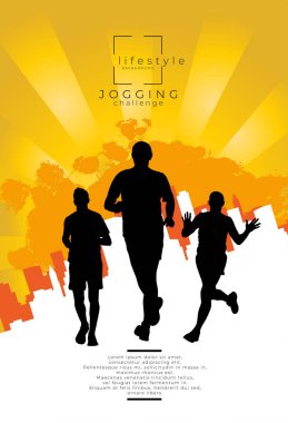 Koşan adam. Poster veya afiş için spor arkaplanı hazır, vektör