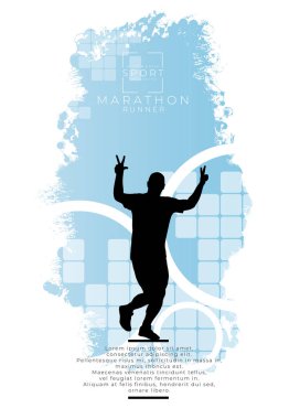 Koşan adam. Poster veya afiş için spor arkaplanı hazır, vektör