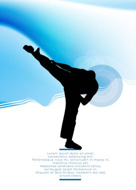 Genç erkek karate savaşçısı. Sağlıklı bir yaşam tarzı. Dövüş sanatları. Vektör