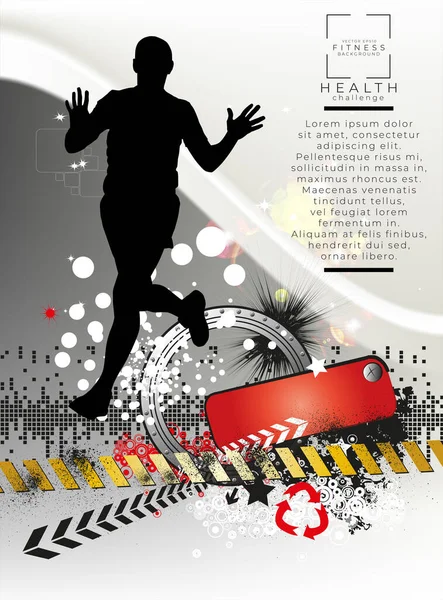 跑步的人体育背景可供海报或横幅 — 图库矢量图片