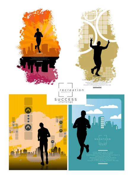 Course Marathon Conception Minimale Affiches Illustration Vectorielle Concept Graphique Marche — Image vectorielle