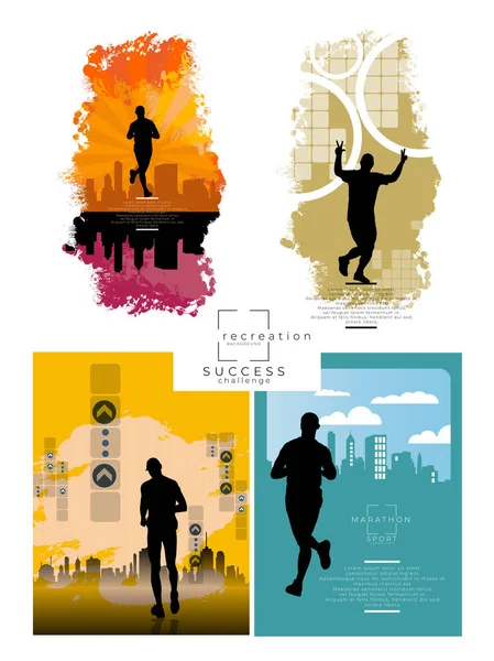 Carrera Maratón Diseño Póster Mínimo Ilustración Vectorial Concepto Gráfico Ejecución — Vector de stock