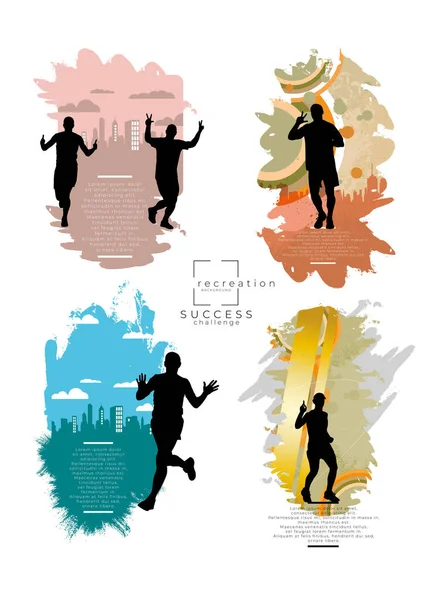 Course Marathon Conception Minimale Affiches Illustration Vectorielle Concept Graphique Marche — Image vectorielle