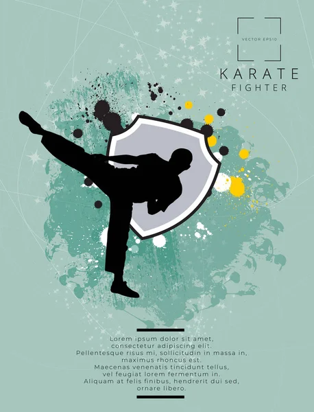 Fiatal Férfi Karate Harcos Egészséges Életmód Harcművészet Vektor — Stock Vector